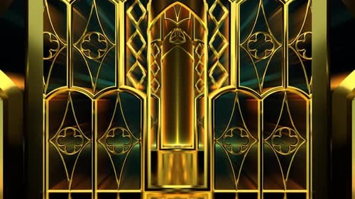 Golden Ornate Gothic Archway Looping Motion Background