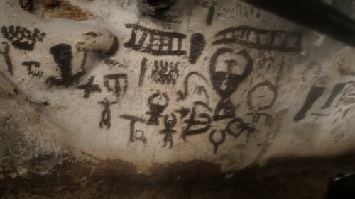 RABISHA, BULGARIA - OCTOBER 16, 2017 Cave decorations of Magura older than 7000 years panning video