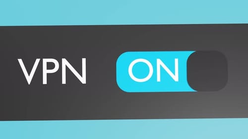 Ative o botão VPN, controle deslizante. Rede privada virtual. Conexão segura à internet.