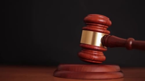 Judge Gavel on the Black Background Close Up