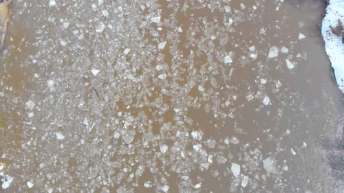 Aerial View of the Course of the Ice on the River