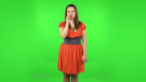 Cute Girl Is Screaming Calling Someone
