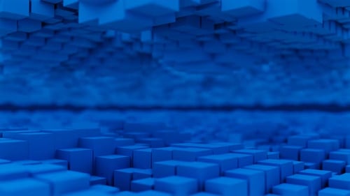 Abstract Blue Cubes Wave Digital Loop Background Animation