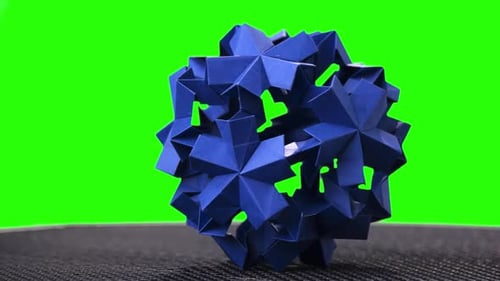 Origami Flower Ball on Green Screen.