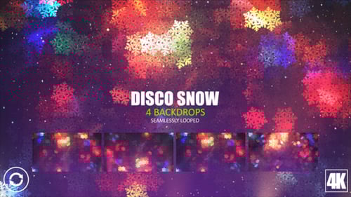 Bright Disco Snowflakes Holiday Background Loop