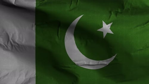 Pakistan Flag Waving with Realistic Fabric Texture