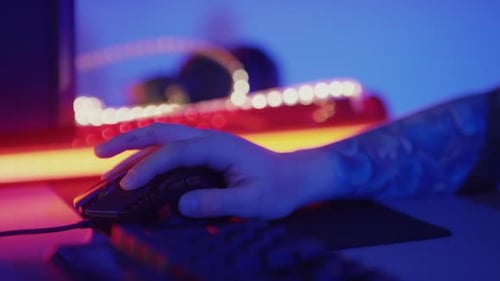 Cyber Sportsman Clicking Mouse