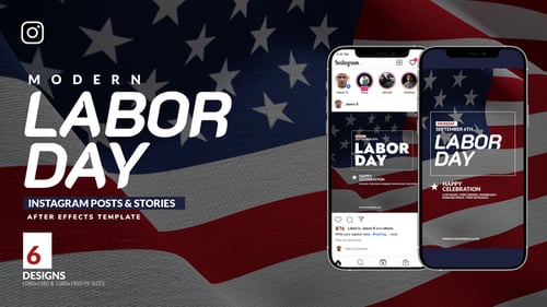 Clean Labor Day Social Media Kit with Dynamic Geometric Graphics