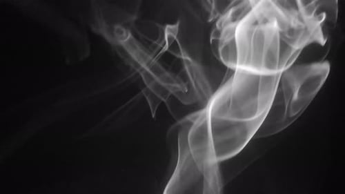White Smoke Swirling on Black Background