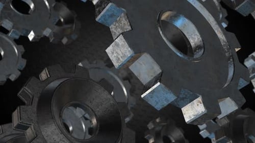 Seamless Loop of Rusty Industrial Gears Rotating