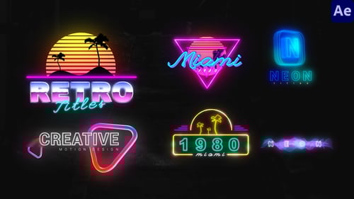Vibrant Neon Glow Titles with 80s Retro Style