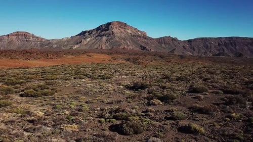 Aerial View of the Teide National Park Flight Over the Mountains and Hardened Lava