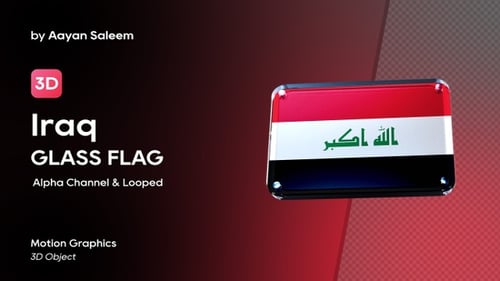 3D Rotating Glossy Iraq Flag Animation