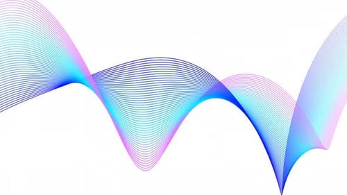 Blau Cyan Pink Shape Line Welle animiert auf weißem Hintergrund