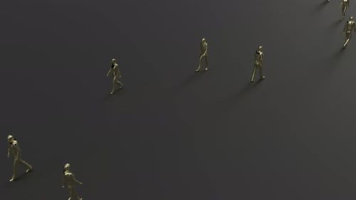 Gold People Crowd Walk for Lifestyle Travel Concept