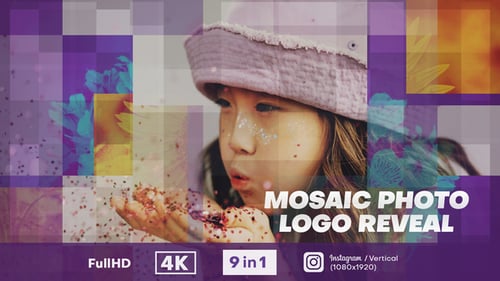 Animation de logo photo en mosaïque