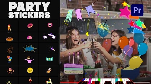 Animated Party Stickers | Premiere Pro MOGRT