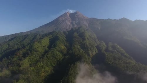 Aerial Volcano Mountain Merapi Drone Indonesia