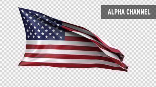Waving American Flag Animation with Alpha Channel for Patriotic Projects