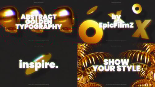 Dynamic Glitch Typography with Abstract Golden Elements