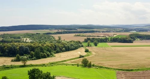 Aerial View of Farmland, Fields, and Forests