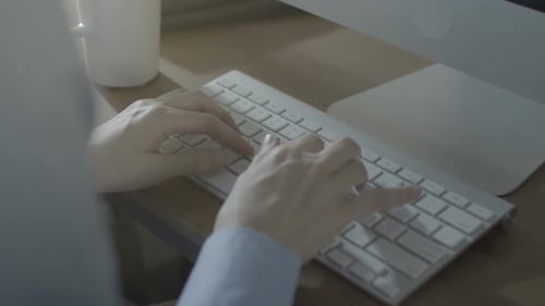 Woman Hands Typing Computer