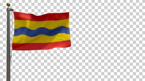 Abstract Striped Flag Waving on Pole Animation