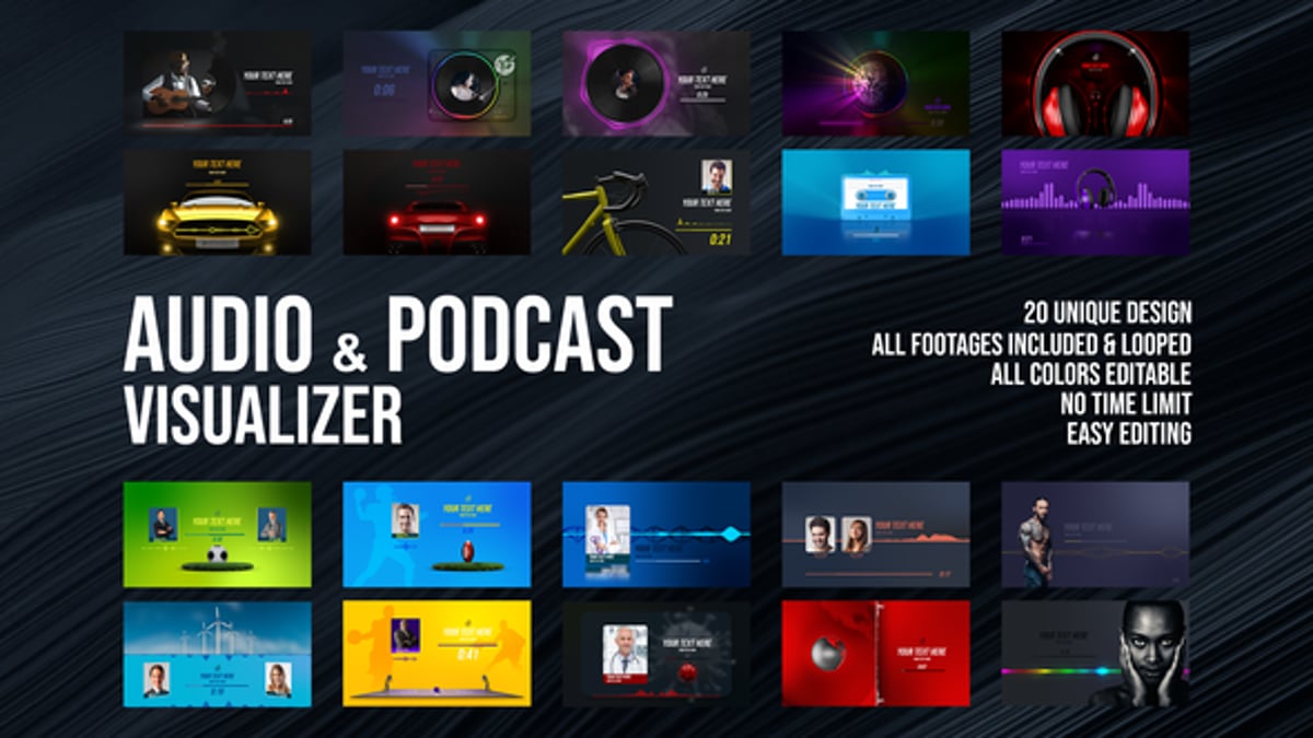 Dynamic Podcast and Music Audio Visualizer Templates, Elements ft ...