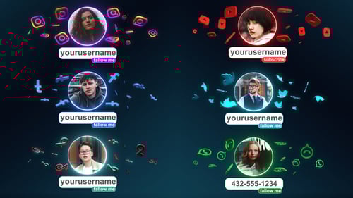 Dynamic Social Media Lower Thirds with Glowing 3D Icons
