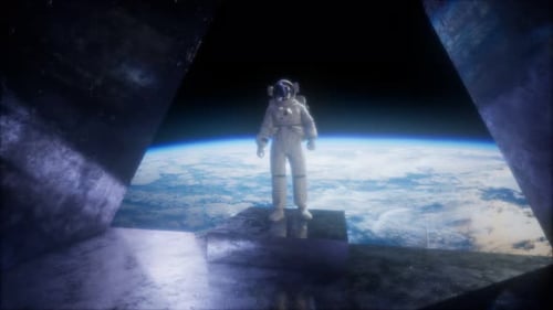 Astronaut on the Space Observatory Station Near Earth