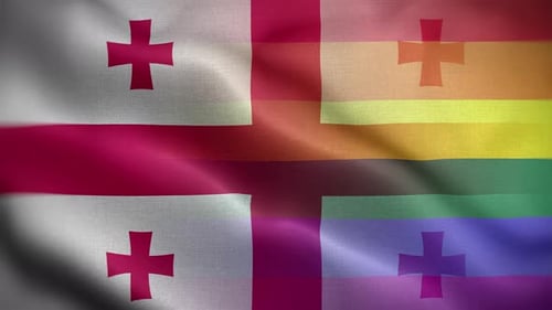 Waving Flag: Georgia and Rainbow Pride Combination