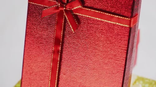 Several Gift Boxes Are Spinning at 360 Degrees