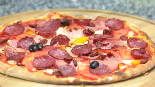 Leckere Pizza aus nächster Nähe.