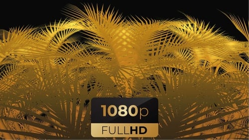 Elegant Golden Palm Leaves Swaying Loop Background Animation