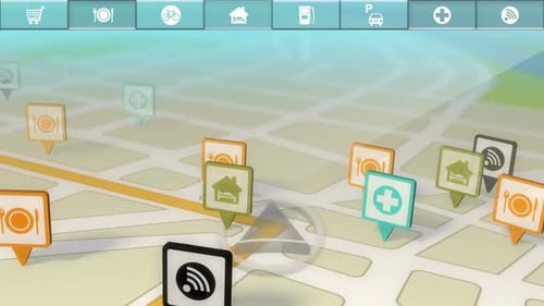 Animated GPS Map Navigation with Location Service Pins