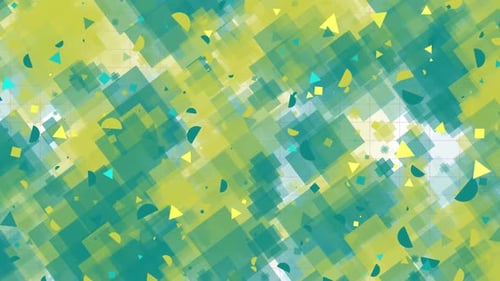 Abstract Green and Yellow Geometric Shapes Motion Background
