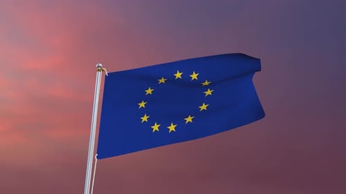 Waving European Union Flag 3D Animation