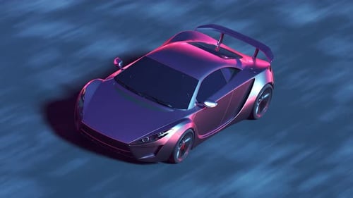 Futuristic concept sports supercar racing through a tunnel made of lights. 4K HD