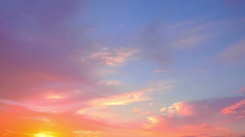 Colorful Clouds Flowing in Beautiful Sunset Sky