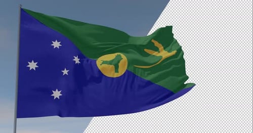 Realistic Waving Christmas Island Flag Animation with Alpha Channel