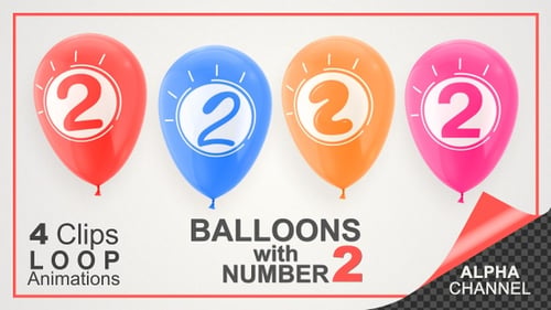 Seamless Loop Floating Numbered Balloons Celebration Animation