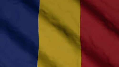 Waving Romanian Flag Realistic Fabric Animation