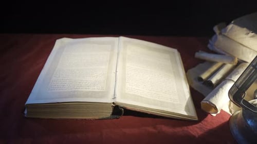 Historical book. Historical period video.