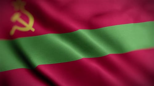 Flagge Transnistriens, texturiert, winkend, Nahaufnahme
