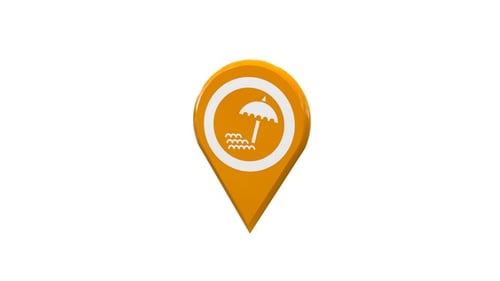Strand 3D Karte Lage Pin Orange V7