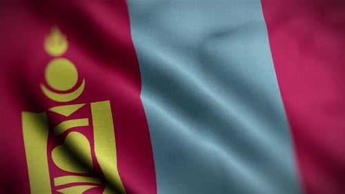 Mongolia National Flag Waving Loop Animation