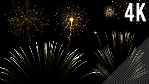 Transparent Fireworks Sparkling Rockets - 10 Clips - 4K