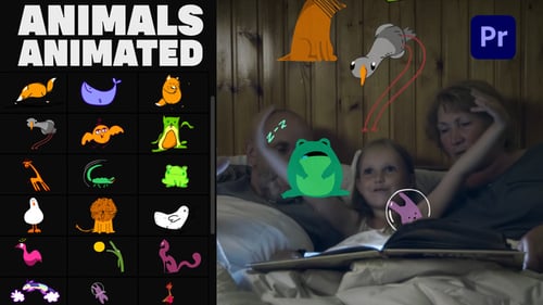 Whimsical Hand-Drawn Animated Animal Stickers for Video Projects