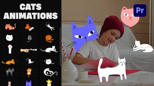 Whimsical Cartoon Cat Character Animations Pack