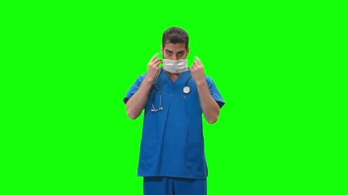 Male Doctor or Nurse Green Screen